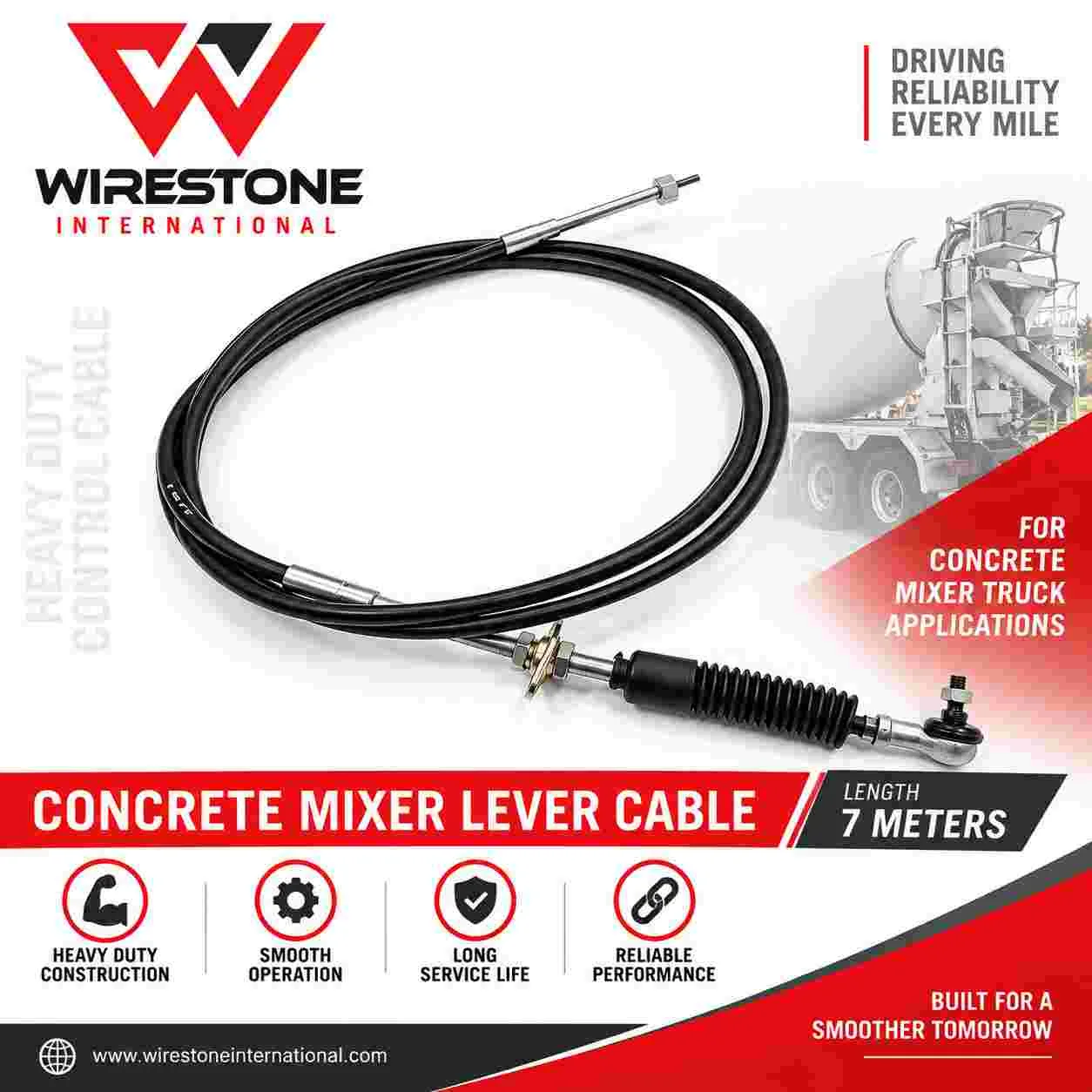 Concrete Mixer Lever Cable – 7 Meters